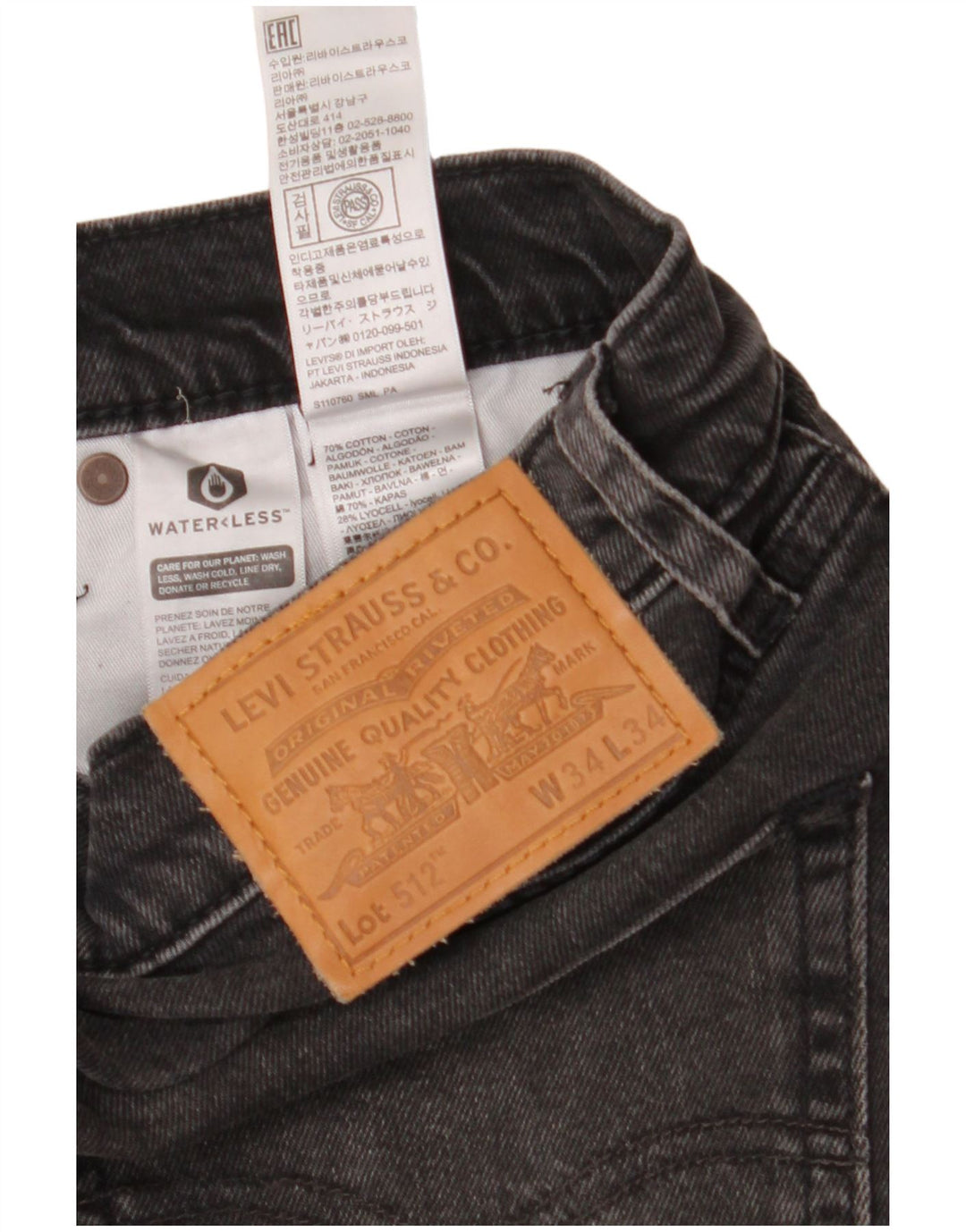 Męskie jeansy Levi's 512 Distressed Slim Tapered W34 L34 Szara bawełna