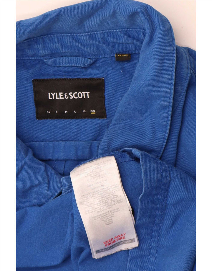 Męska kurtka bomber Lyle & Scott UK 44 2XL Niebieska, bawełniana w bloki kolorów