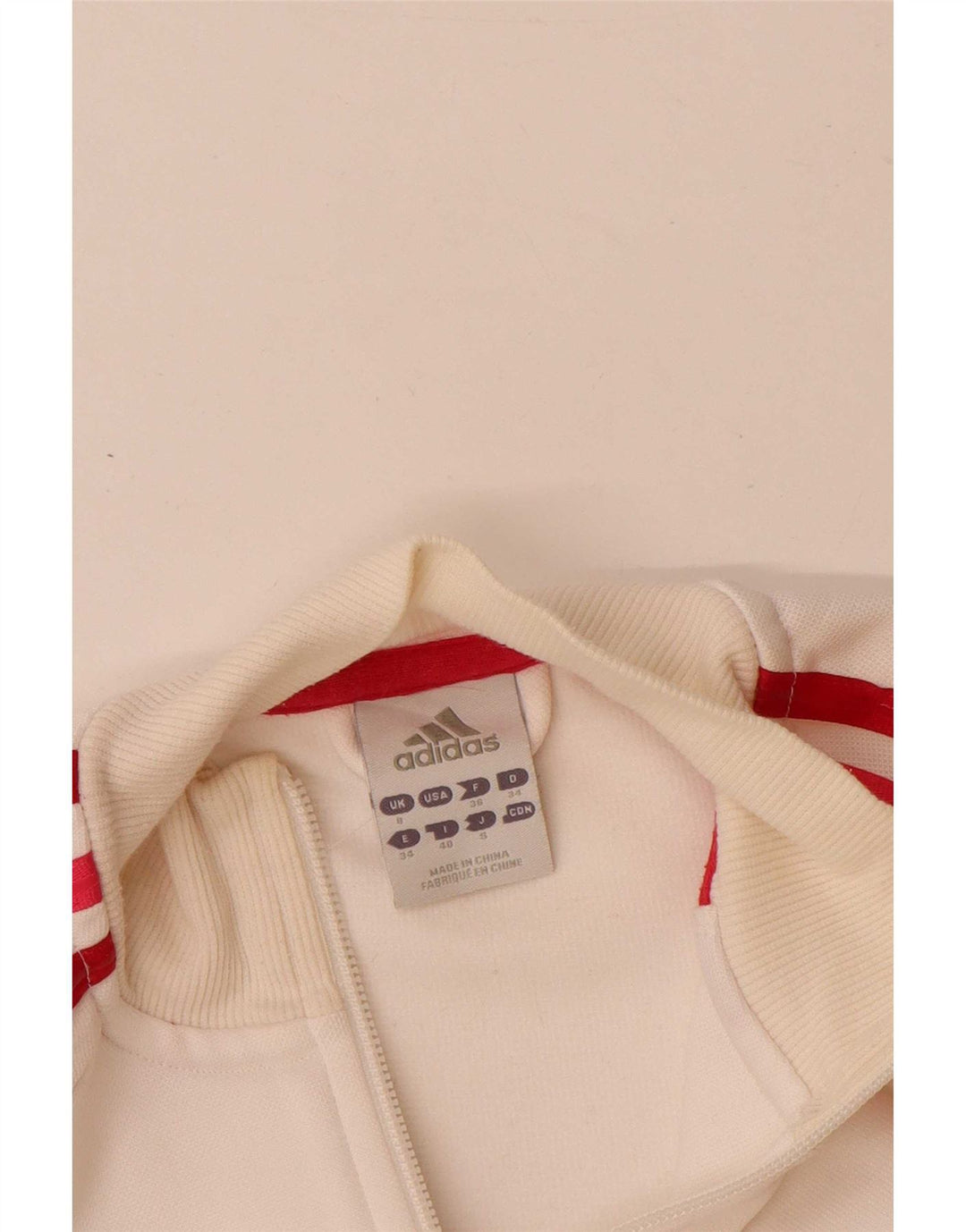 Adidas Womens Graphic Tracksuit Top Jacket UK 8 Small  Off White Polyester