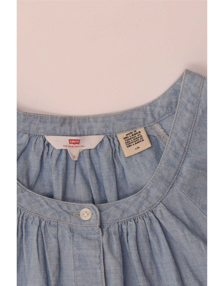 Damska bluzka koszulowa oversize Levi's UK 16, duża niebieska bawełna