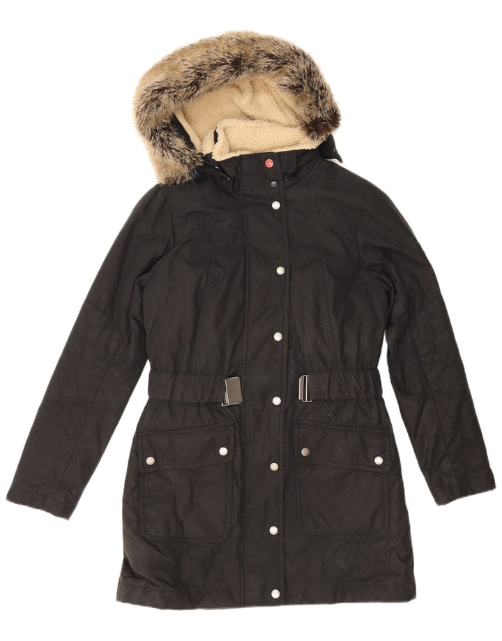 Damski płaszcz z kapturem, oversize, wyściełany Barbour UK 10, mały, czarny