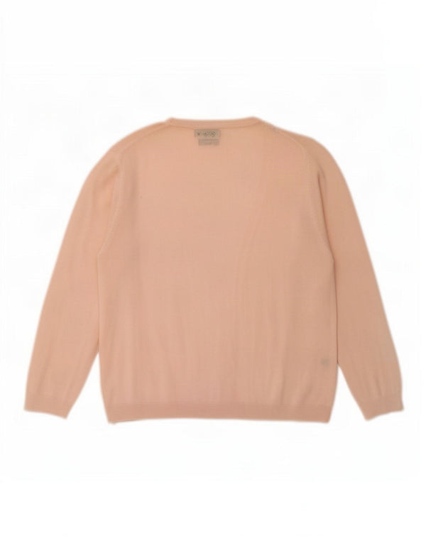 Massimo Dutti Womens 3/4 Sleeve Cardigan Sweater UK 10 Small Pink Cotton