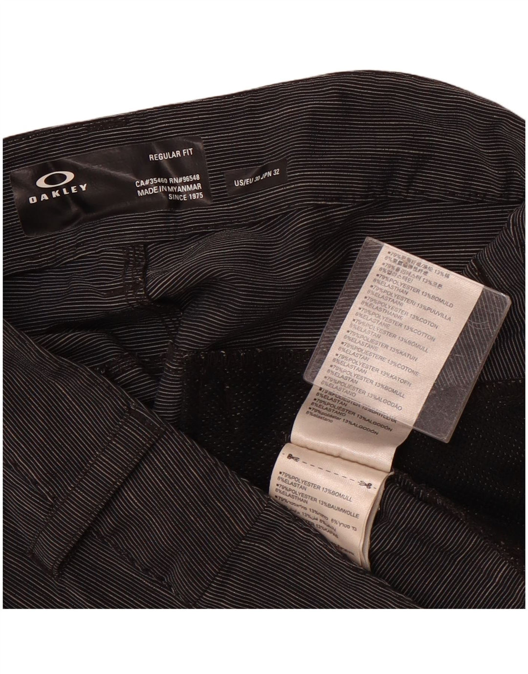 Męskie spodenki chino o regularnym kroju Oakley W30 średnioszare sportowe w prążki