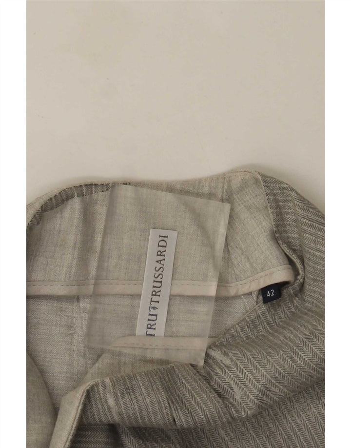 Damska plisowana mini spódniczka Trussardi IT 42 Medium W28 Szara jodełka