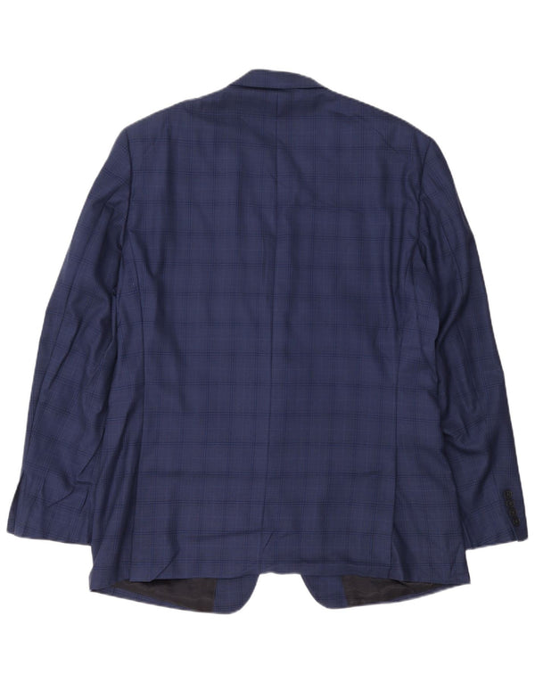 Męska marynarka zapinana na 2 guziki Calvin Klein Jeans UK 44 2XL Niebieska wełniana kratka