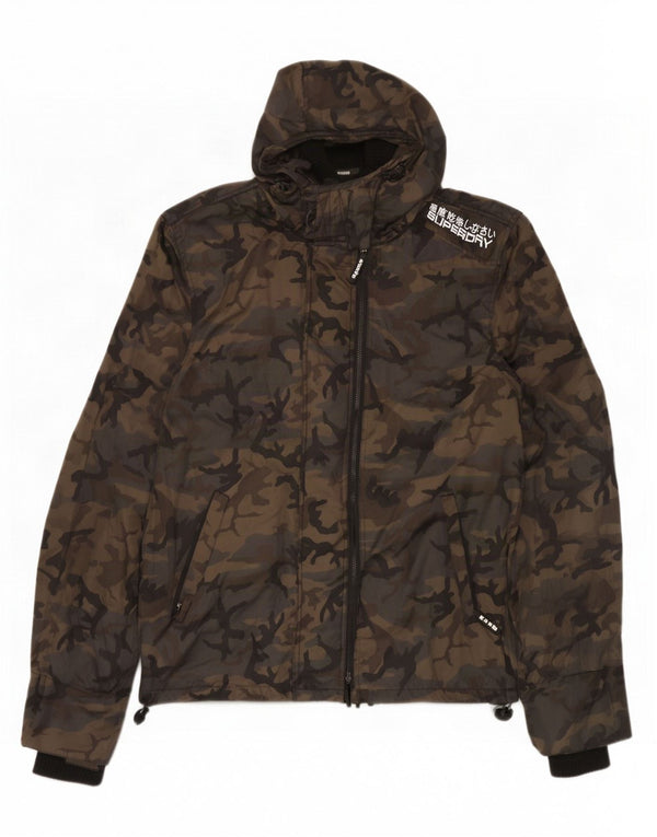 Męska kurtka przeciwdeszczowa z kapturem Superdry UK 42 XL, wielobarwny nylon w kamuflażu