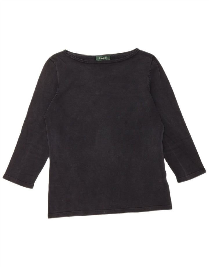 RALPH LAUREN Damska bluzka z rękawem 3/4 Top UK 10 Small Black Silk