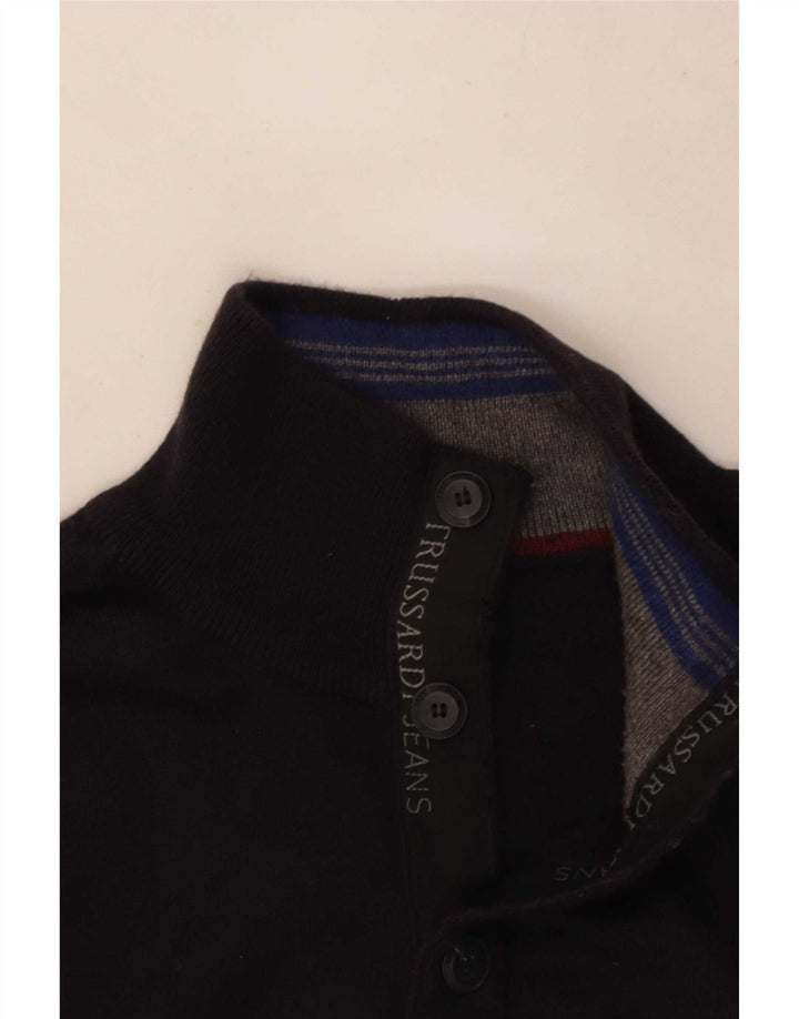 Męski sweter zapinany na guziki Trussardi Jeans, średni granat