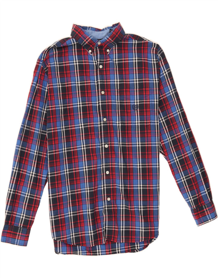 CHAPS Mens Easy Care Shirt Large Blue Check Cotton Vintage Chaps and Second-Hand Chaps from Messina Hembry 