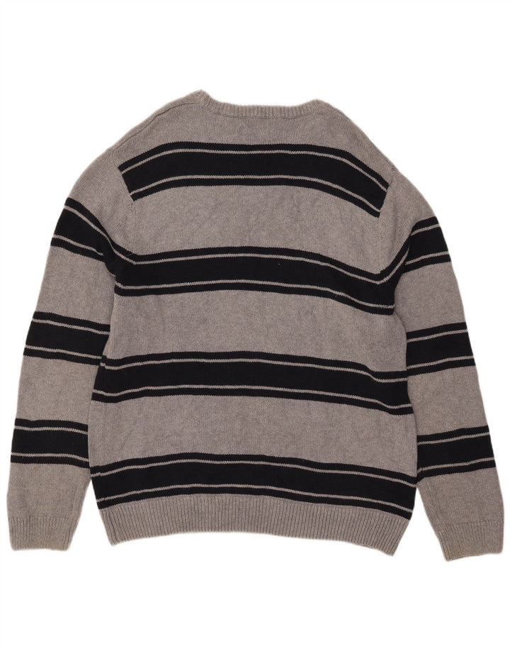 Męski sweter z okrągłym dekoltem Chaps XL, bawełniany w szare paski