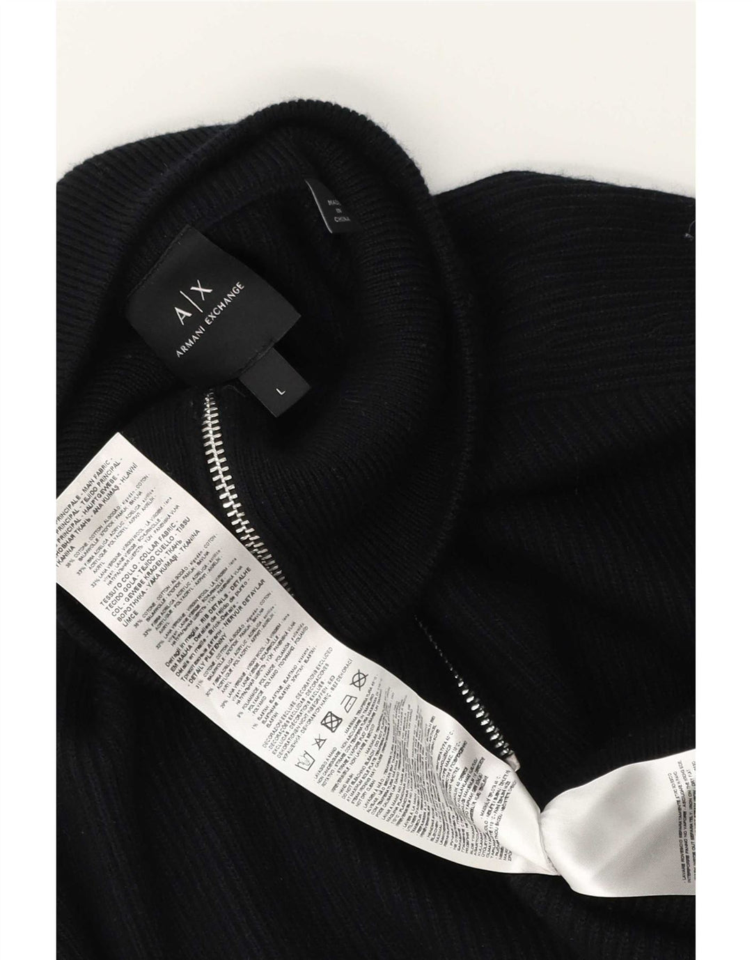 Męski sweter z zamkiem błyskawicznym Armani Exchange, duży, czarny, bawełniany