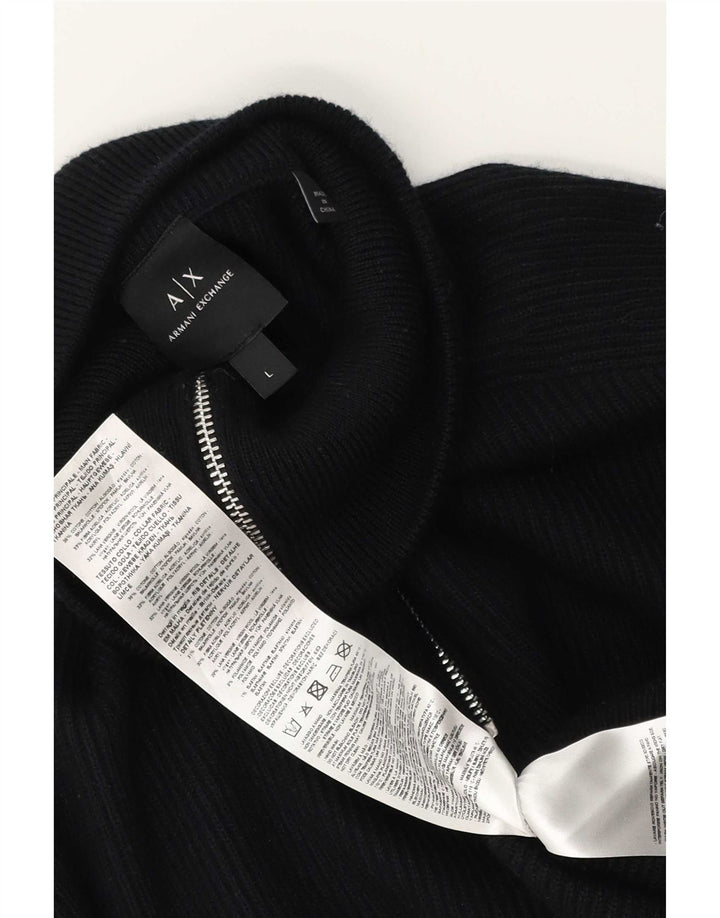Męski sweter z zamkiem błyskawicznym Armani Exchange, duży, czarny, bawełniany
