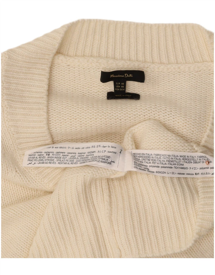 MASSIMO DUTTI Womens Crop Overshirt V-Neck Jumper Sweater UK 6 XS White