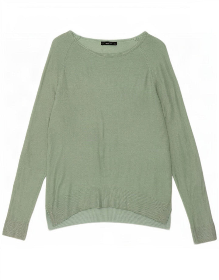 Sweter damski Zara z dekoltem w łódkę UK 14, średni zielony