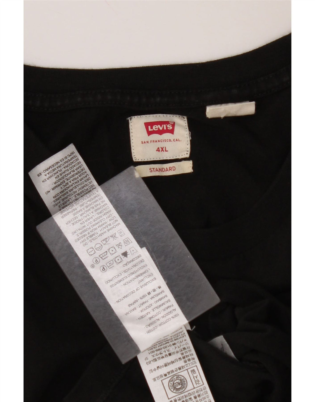 LEVI'S Męski standardowy T-shirt Top 4XL, czarna bawełna