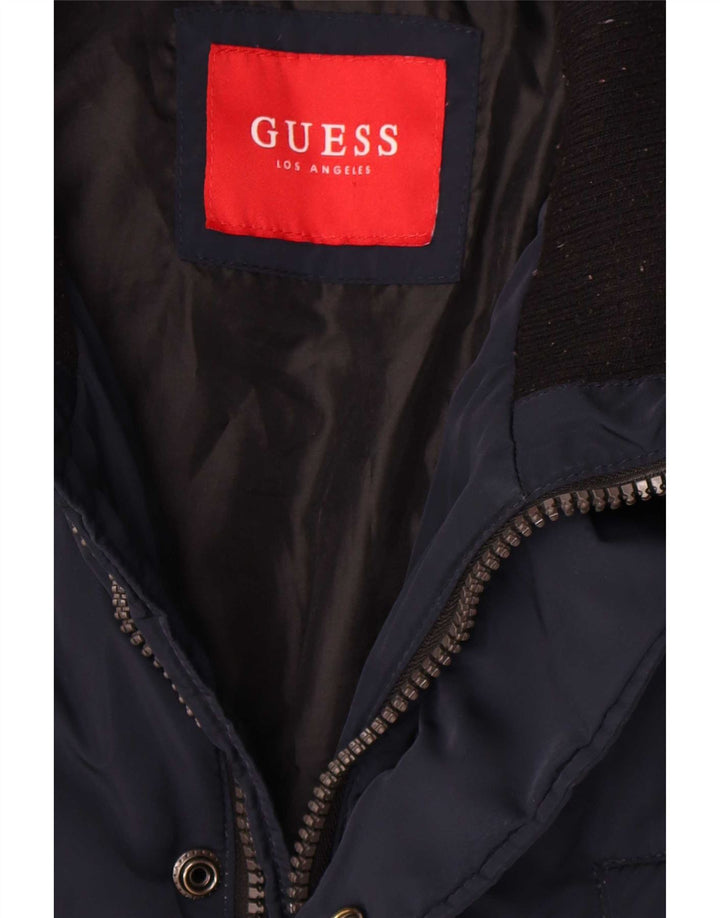 Męski ocieplany płaszcz Guess UK 40, duży, granatowy, poliester