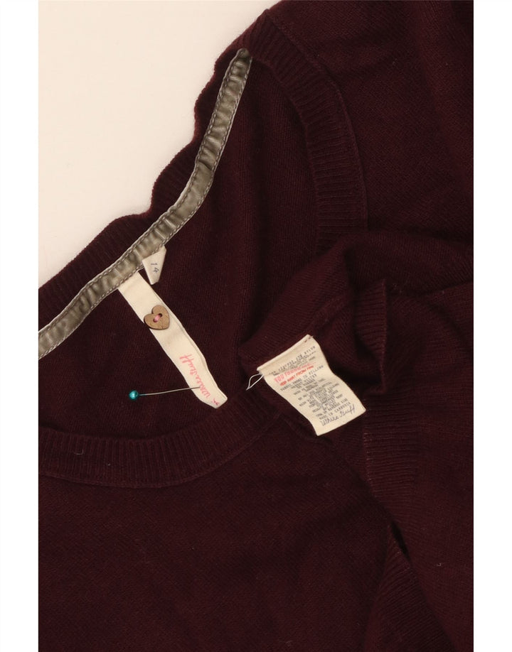 WHITE STUFF Damski sweter kardigan UK 14 Średni bordowy wiskoza