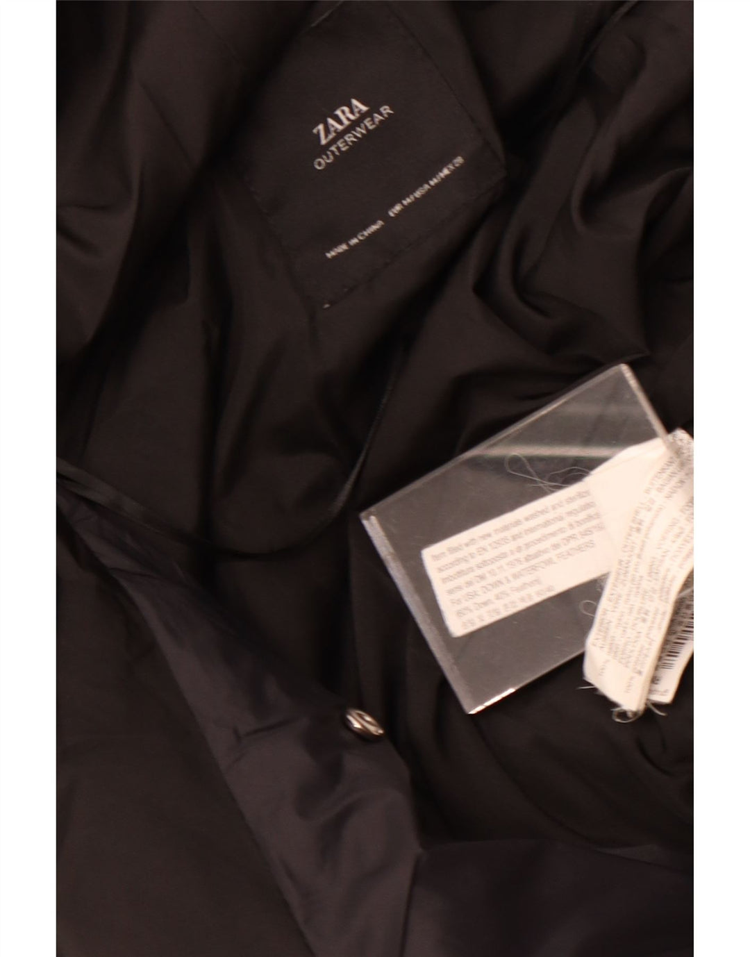 Zara Womens Hooded Padded Jacket UK 14 Medium Black Nylon