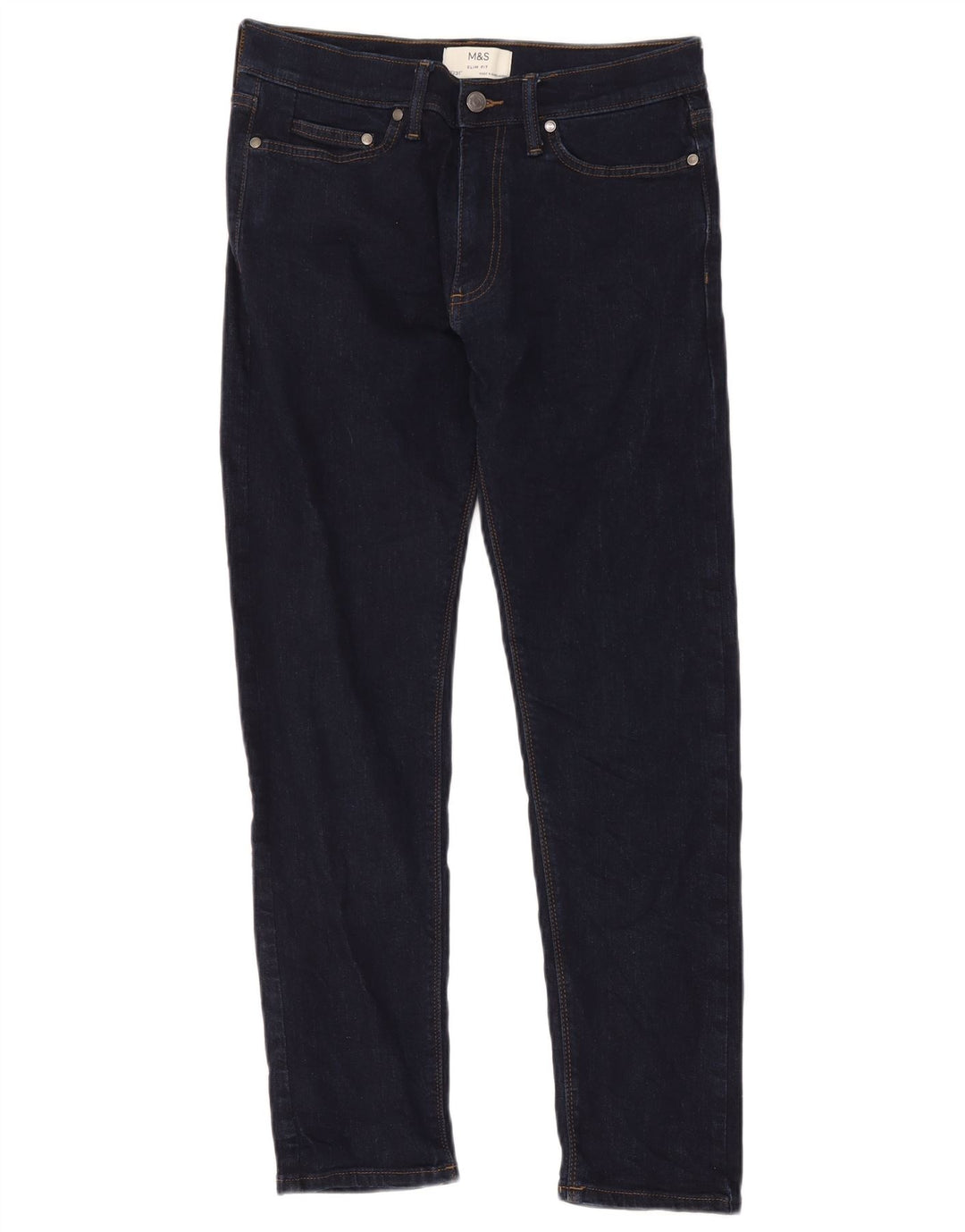 Marks & Spencer Męskie jeansy slim W30 L31 Granatowe, bawełniane