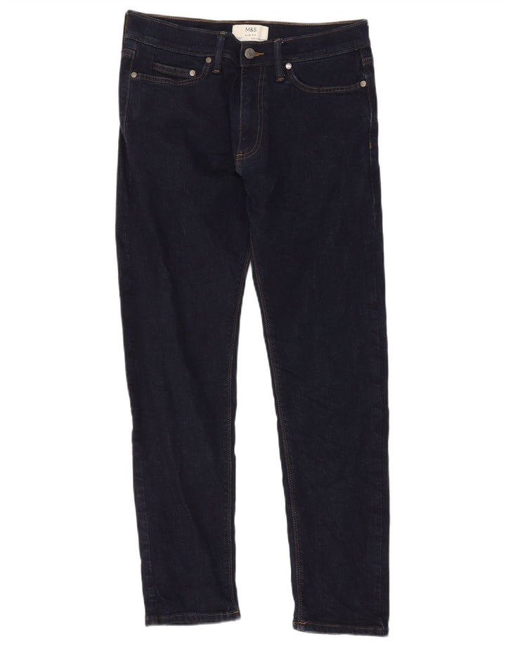 Marks & Spencer Męskie jeansy slim W30 L31 Granatowe, bawełniane