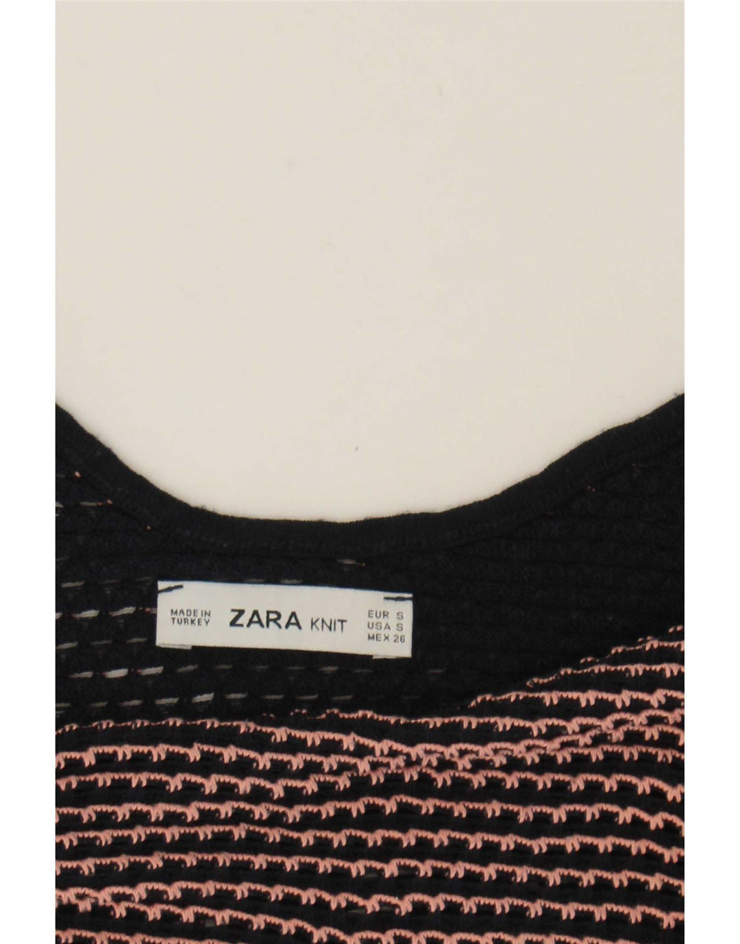 Krótki top damski Zara UK 10 w małe granatowe paski