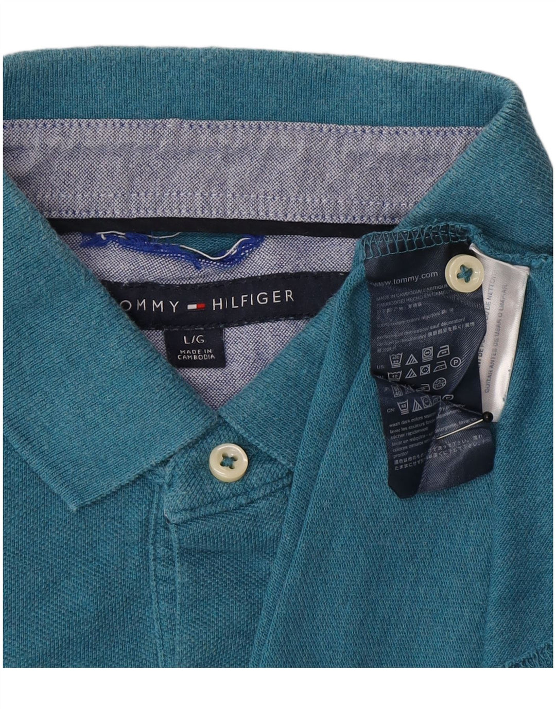 Męska koszulka polo Tommy Hilfiger, duża, niebieska, bawełniana