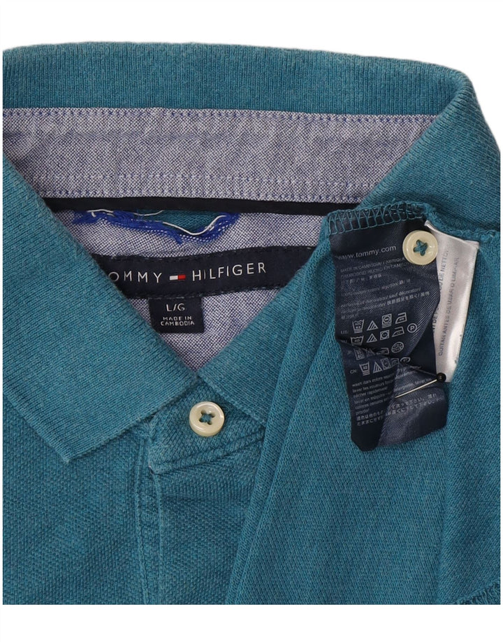 Męska koszulka polo Tommy Hilfiger, duża, niebieska, bawełniana