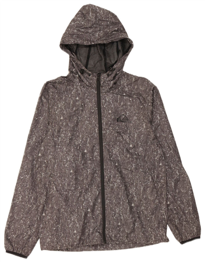 Męska kurtka przeciwdeszczowa z kapturem Quiksilver UK 34 XS Szary, nakrapiany poliester