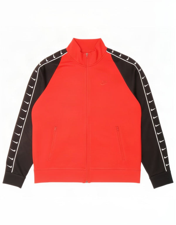 Nike Mens Graphic Tracksuit Top Jacket Large Red Colourblock Polyester