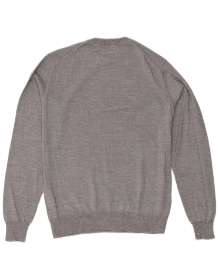 Męski sweter z okrągłym dekoltem Trussardi, średnioszara wełna