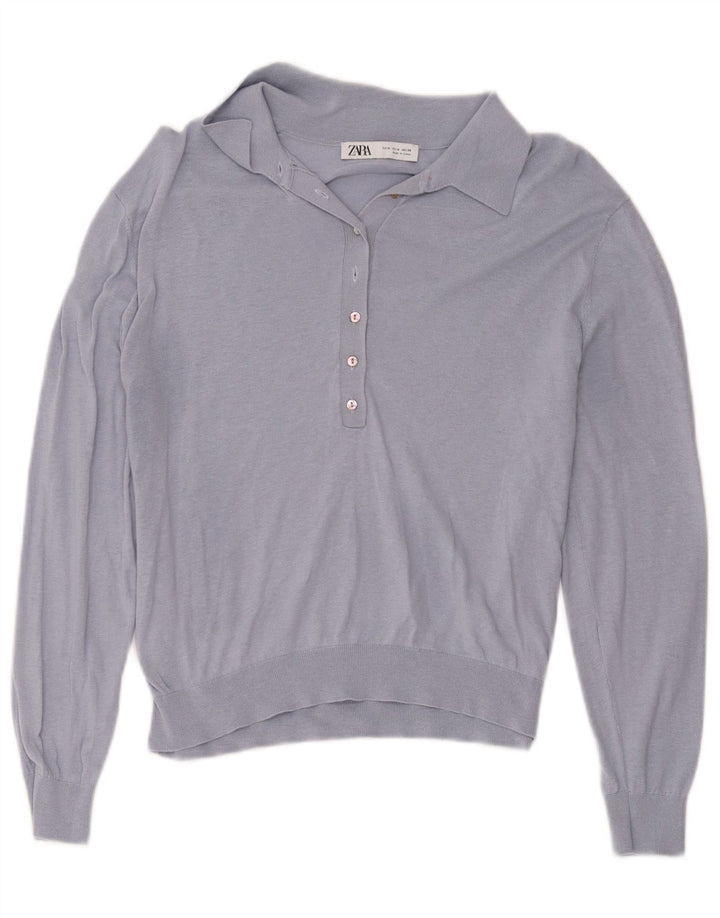 Damski sweter z golfem Zara UK 12, średni niebieski