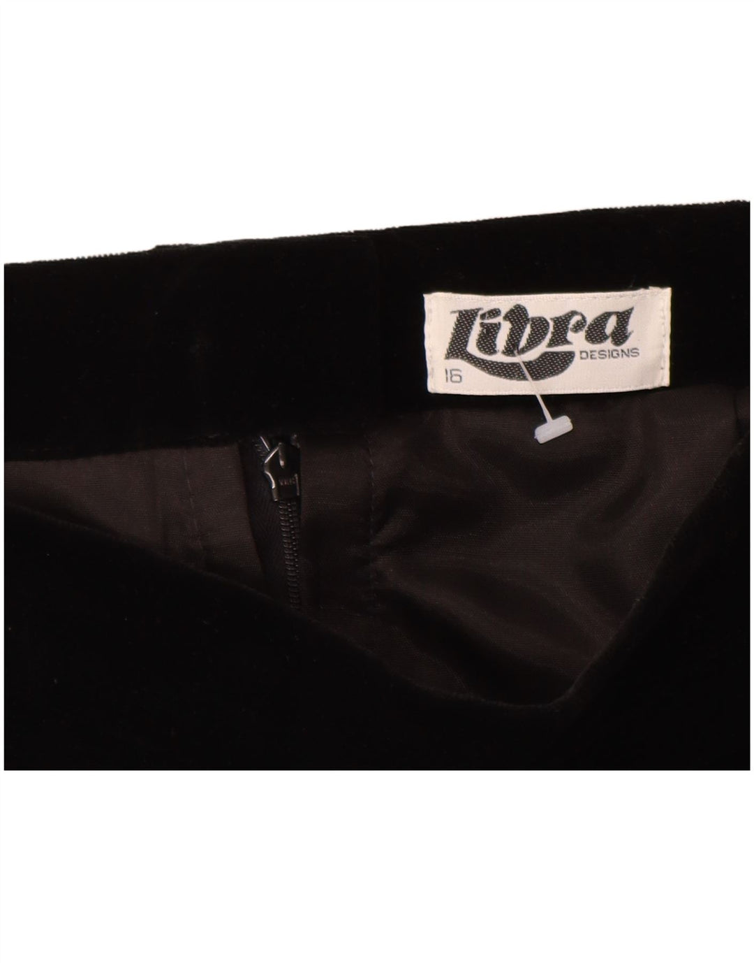 LIBRA Damska aksamitna spódnica ołówkowa z wysokim stanem UK 16 Large W28 Czarna bawełna