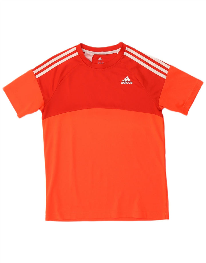 Chłopięcy T-shirt ADIDAS Climalite 13-14 lat, pomarańczowy, blok kolorów