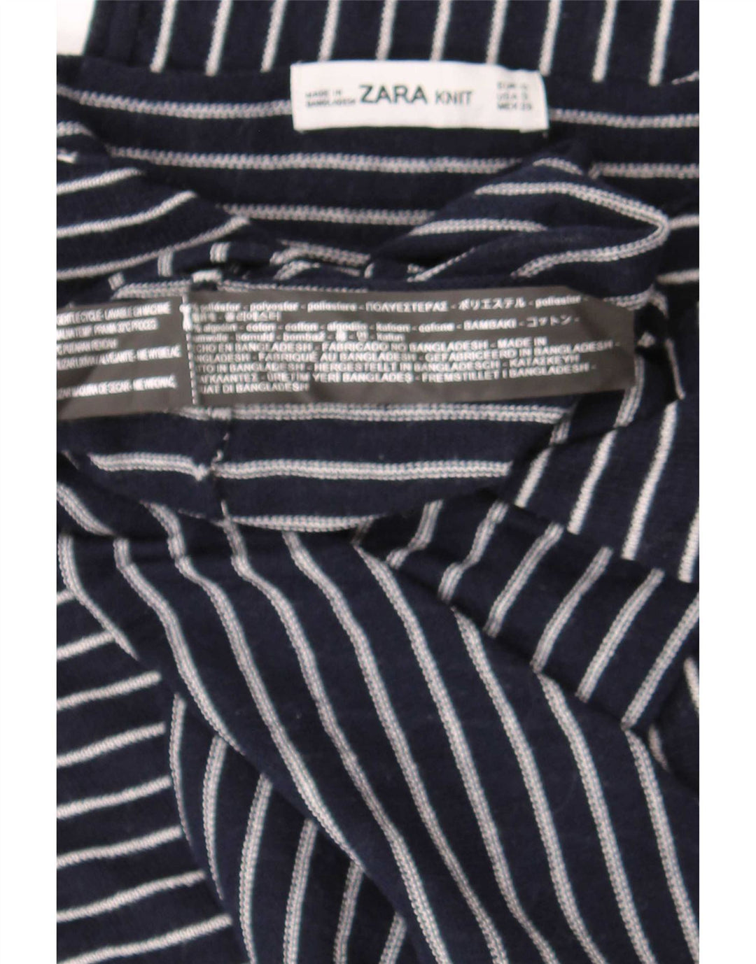 Damski top oversize Zara z rękawem 3/4, UK 10, w małe granatowe paski