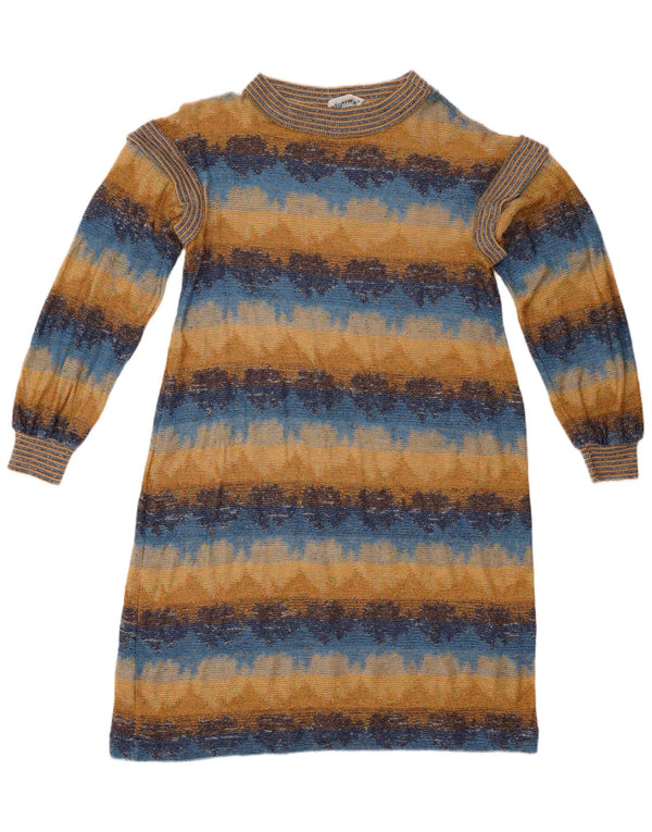 Damska sukienka sweterkowa Vintage UK 12 w średnie beżowe paski