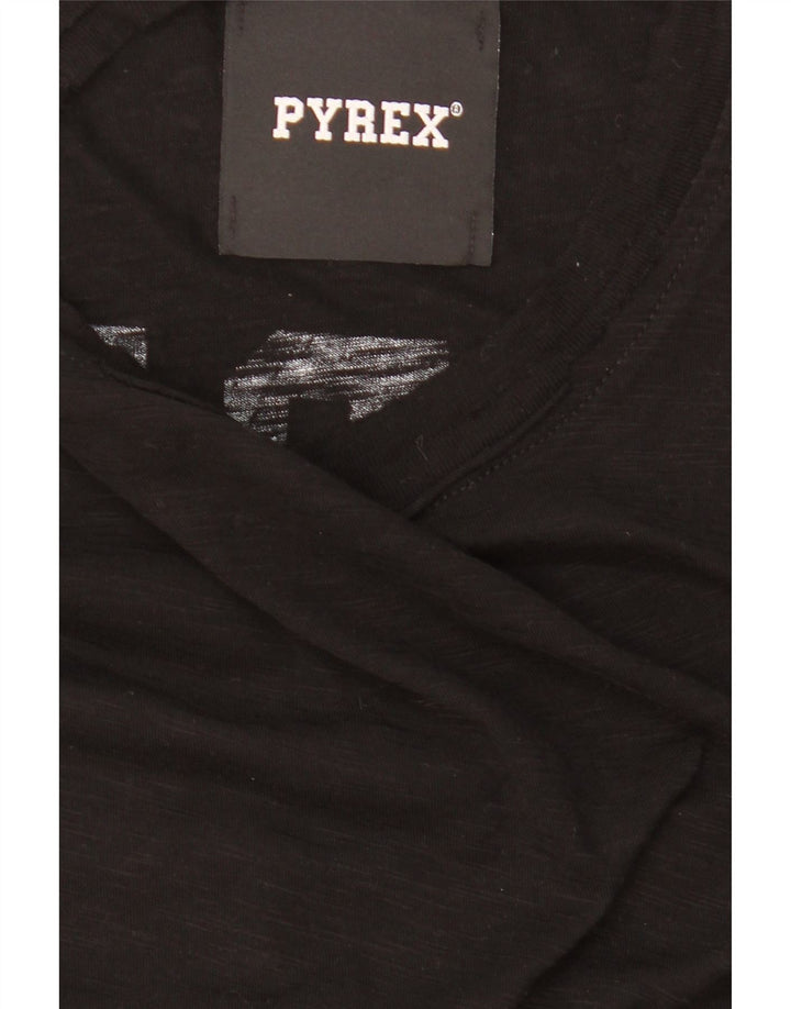 Damski top graficzny Pyrex z rękawem 3/4, UK 16, duży, czarny