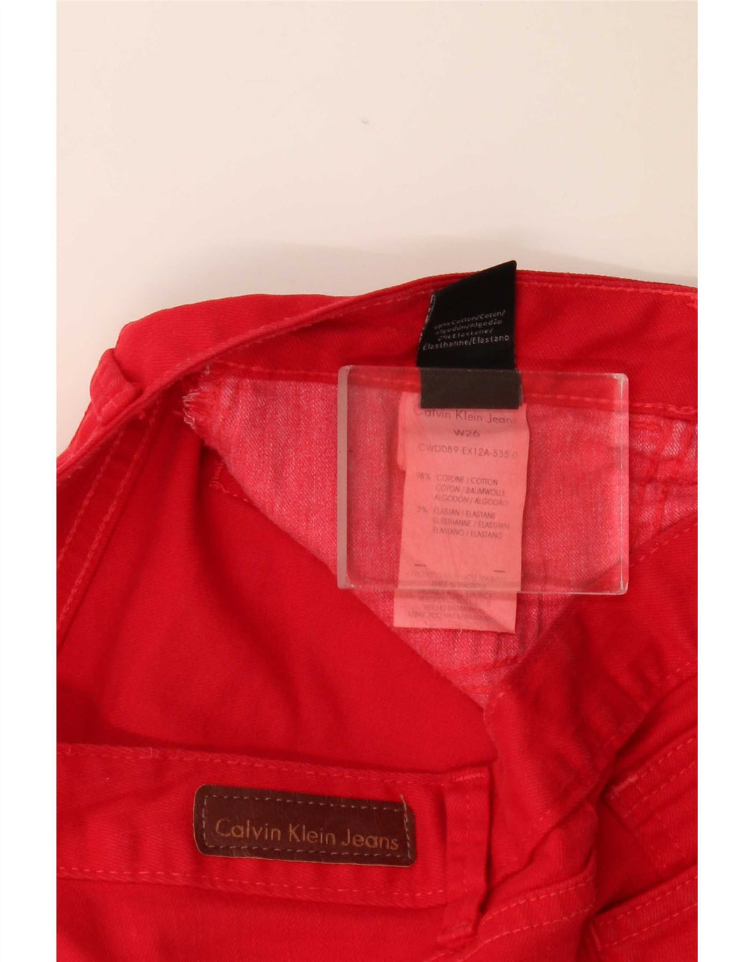 Damskie spodenki jeansowe Calvin Klein W26 Small, czerwone, bawełniane