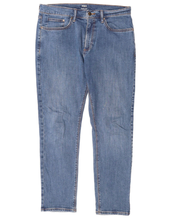 Marks & Spencer Damskie jeansy slim W32 L29 Niebieskie bawełniane