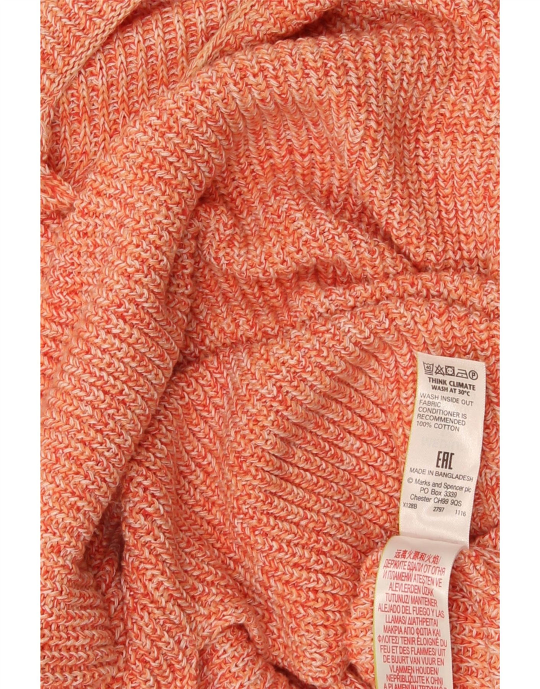 Marks & Spencer Damski sweter z dekoltem w łódkę, UK 14, średni, pomarańczowy, nakrapiany