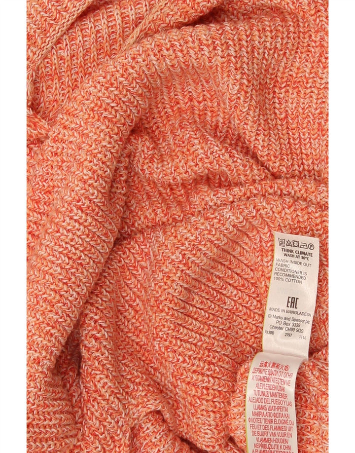 Marks & Spencer Damski sweter z dekoltem w łódkę, UK 14, średni, pomarańczowy, nakrapiany