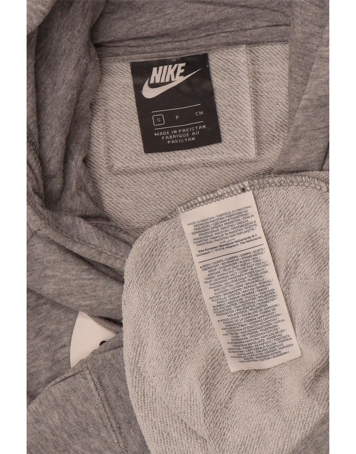 Męski sweter z kapturem NIKE z grafiką, mały, szary, bawełniany w cętki