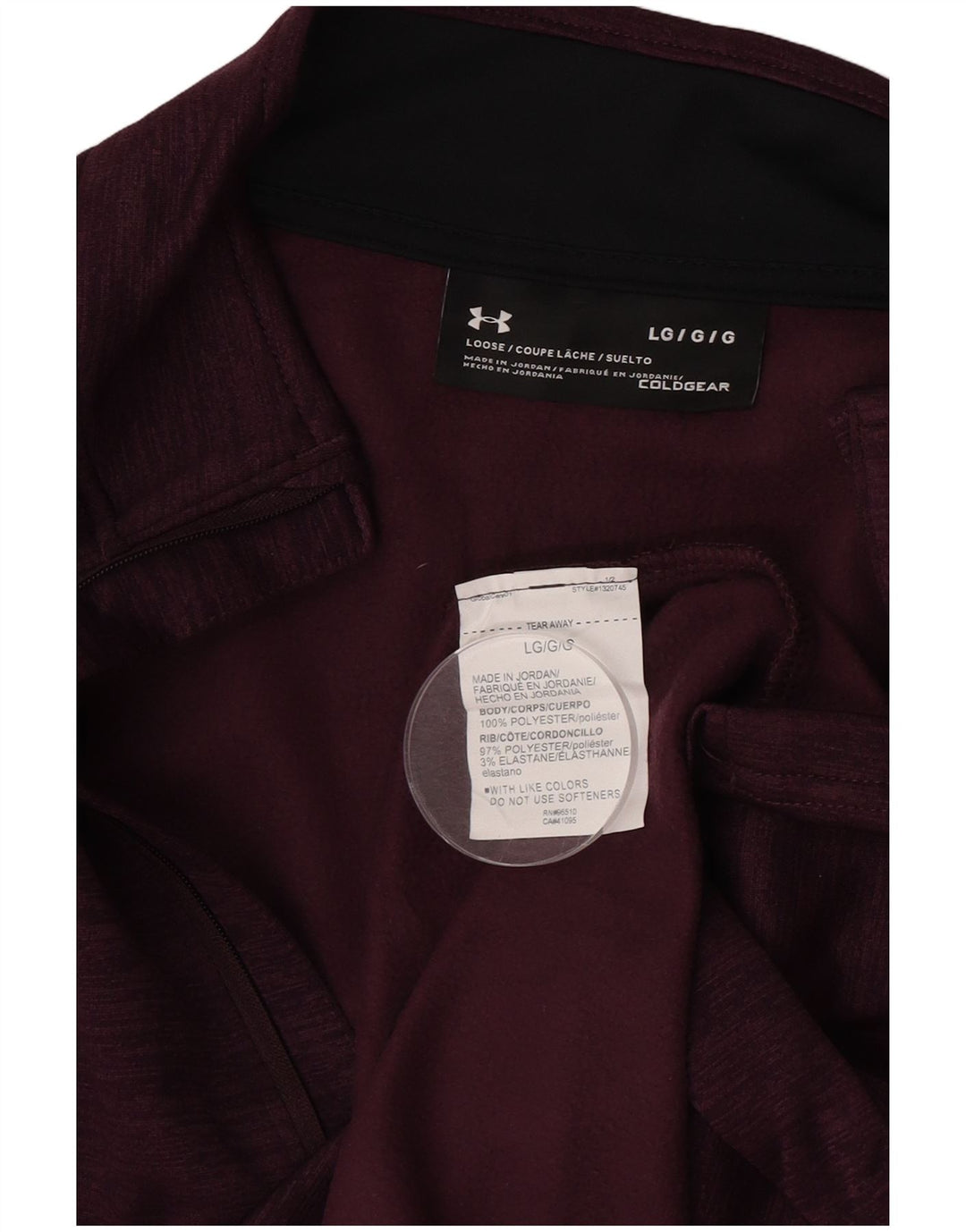 Męski dres Under Armour Cold Gear o luźnym kroju, duży, bordowy