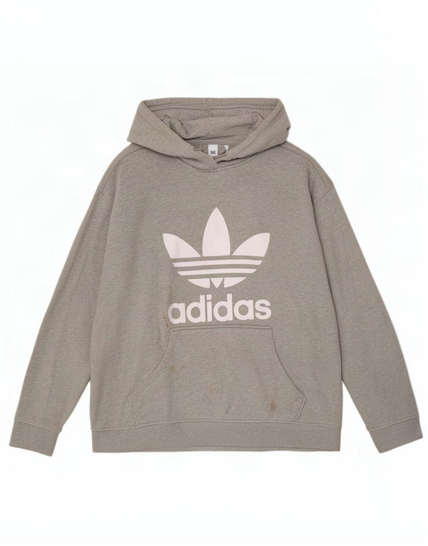 Damska bluza z kapturem Adidas Graphic Oversized UK 28/30 3XL Szara nakrapiana