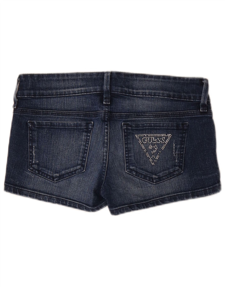 Damskie spodenki jeansowe Guess W29 Średnioniebieskie, bawełniane
