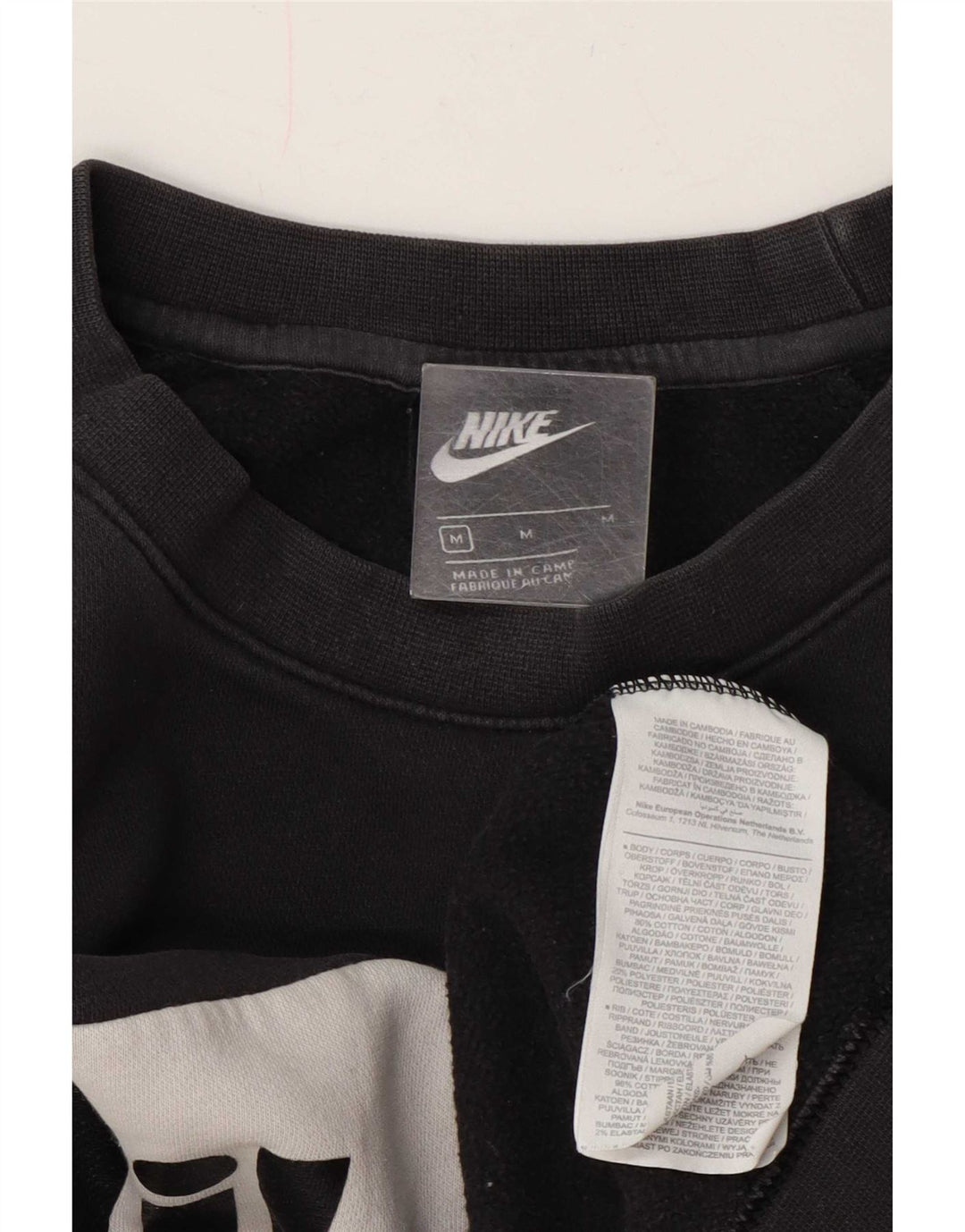 Męska bluza z grafiką Nike, bawełniana, średnia czarna, z blokami kolorów
