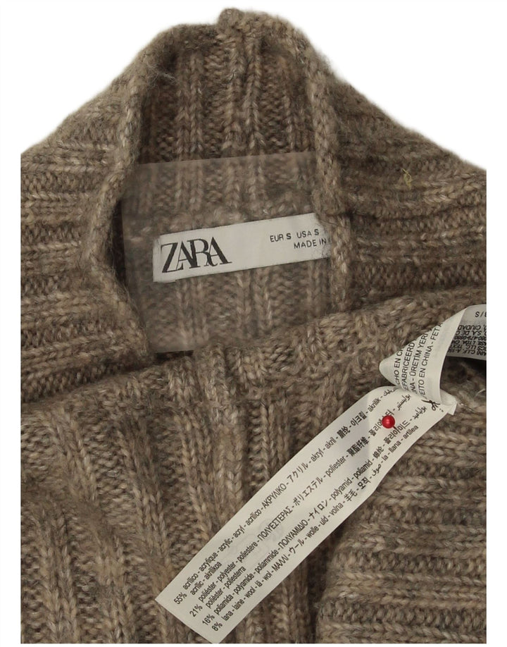 Sweter damski Zara z golfem UK 10, mały, szary, akrylowy