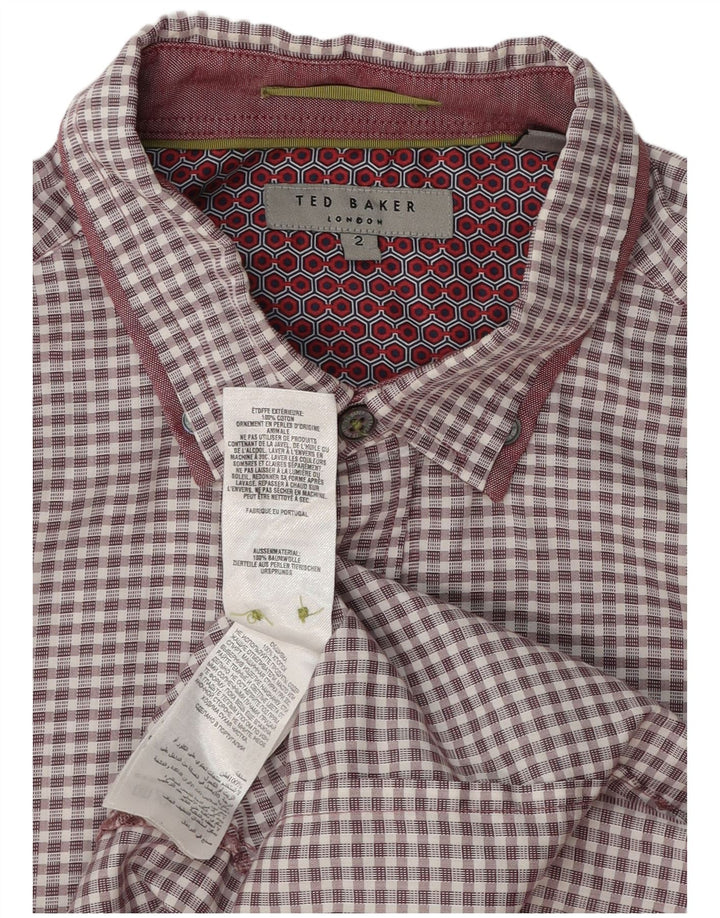 Koszula męska Ted Baker, rozmiar 2, mała, bordowa, bawełniana w kratkę