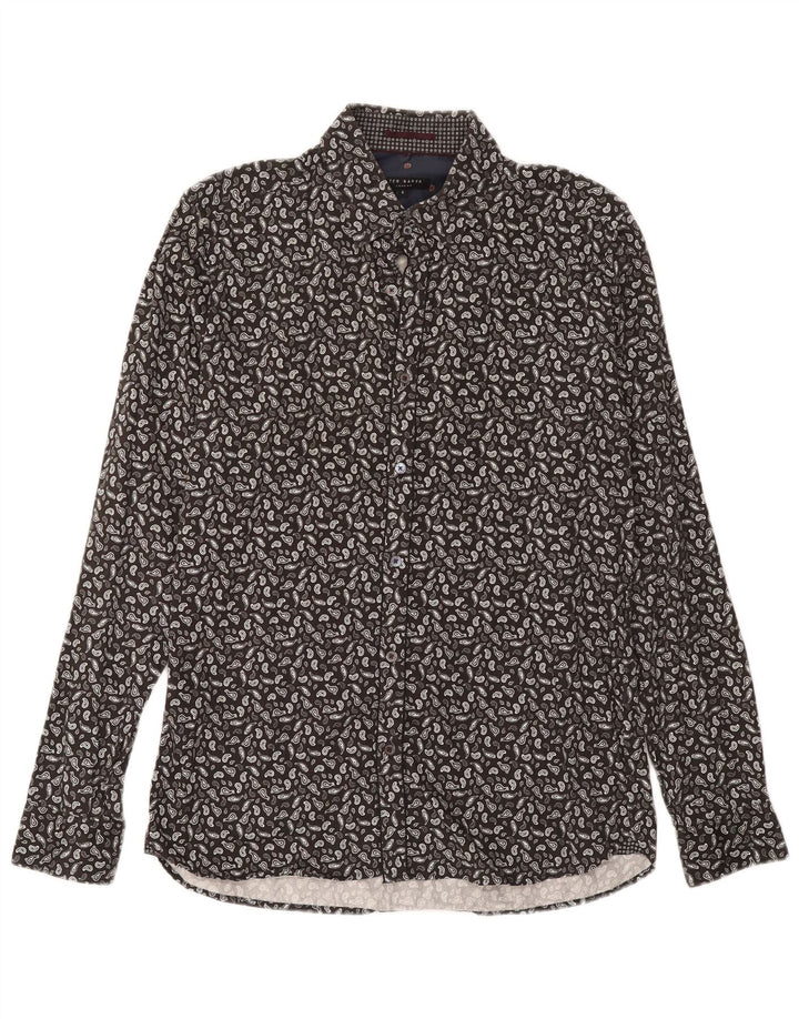 Koszula męska Ted Baker, rozmiar 4, duża, szara, bawełniana paisley