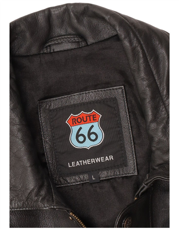 Męska kurtka skórzana Route 66 UK 40, duża czarna skóra