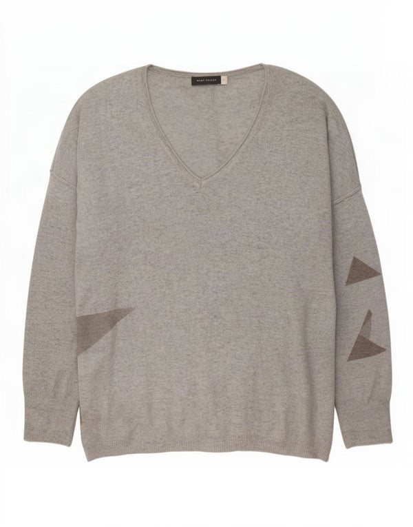 Damski sweter MINT VELVET z abstrakcyjnym wzorem i dekoltem w kształcie litery V, UK 10, mały, szary